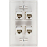 Ethernet Wall Plate 4 Port Cat6 Ethernet Cable Wall Plate Adapter - Front View