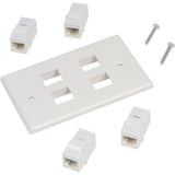 Ethernet Wall Plate 4 Port Cat6 Ethernet Cable Wall Plate Adapter - Top-Down View