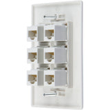 Ethernet Wall Plate 6 Port Cat6 Ethernet Cable Wall Plate Adapter - Top-Down View