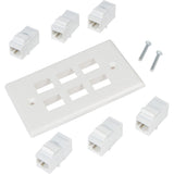 Ethernet Wall Plate 6 Port Cat6 Ethernet Cable Wall Plate Adapter - 45-Degree Angle