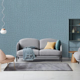 61cm x 10m Green Wallpaper Decor Faux Grasscloth Paper Wall Paper Self Adhesive Removable Blue - Top-Down View