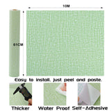 61cm x 10m Green Wallpaper Decor Faux Grasscloth Paper Wall Paper Self Adhesive Removable - Front View