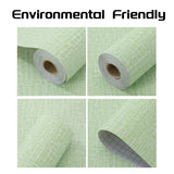 61cm x 10m Green Wallpaper Decor Faux Grasscloth Paper Wall Paper Self Adhesive Removable - Top-Down View