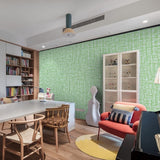 61cm x 10m Green Wallpaper Decor Faux Grasscloth Paper Wall Paper Self Adhesive Removable - Rear View