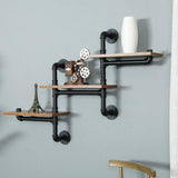 Industrial Pipe Shelving Pipe Shelves Wall Mounted Decor Floating Shelves Retro Rustic Shelf for Bar Kitchen Living Room - Side View