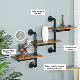 Industrial Pipe Shelving Pipe Shelves Wall Mounted Decor Floating Shelves Retro Rustic Shelf for Bar Kitchen Living Room - Top-Down View