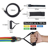 11 Pack Resistance Bands Stackable Exercise Bands Home Workouts Physical Therapy Gym Training - Top-Down View