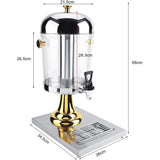 8L Commercial Restaurant Buffet Beverage Juice Beverage Dispenser Drink Container Gold - Front View