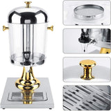 8L Commercial Restaurant Buffet Beverage Juice Beverage Dispenser Drink Container Gold - Rear View