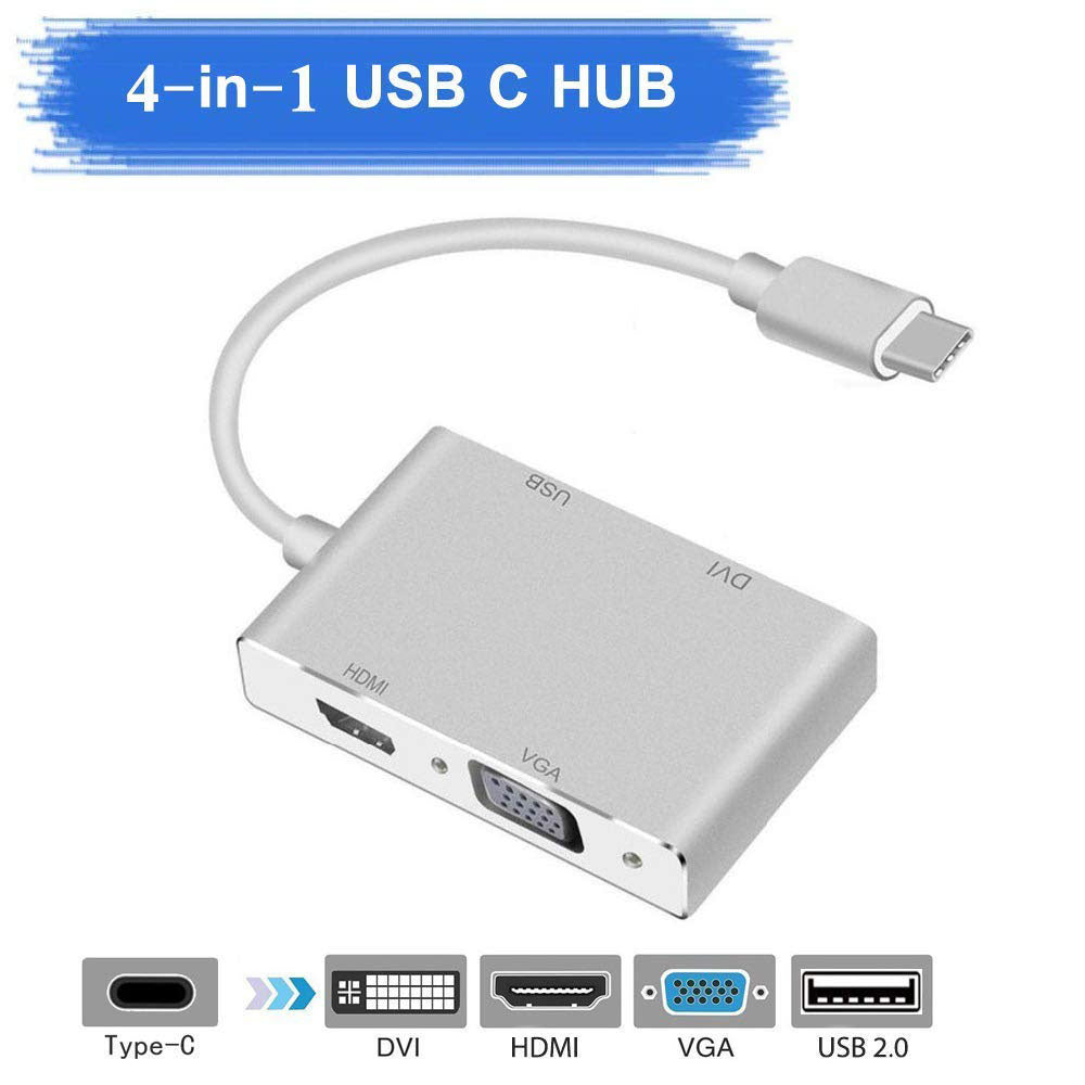 Multi-Function USB 3.1 Type-C Hub to 4K HDMI/DVI/VGA Video Adapter