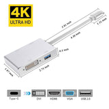 Multi-Function USB 3.1 Type-C Hub to 4K HDMI/DVI/VGA Video Adapter - Close-Up Angle
