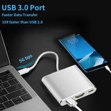 USB C to HDMI Adapter Type C AV Converter 4K HDMI USB 3.0 Port USB-C Female - Top-Down View