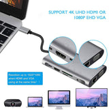 USB HUB C 10 in 1 Type C Adapter Dock 3 USB 3.0 Port 4K HDMI 1080P VGA RJ45 Ethernet - Side View