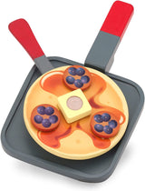 Melissa & Doug Flip and Serve Pancake Set (19 pcs) - Wooden Breakfast Play Food - Side View