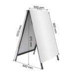 Black Powder Coated Steel A-Board Sign 60X90cm - Top-Down View