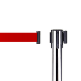 Retractable Queue Crowd Control Barriers | Silver Pole Red Belt - Front View