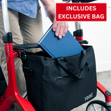 Let's Fly Mobility Rollator Wheelie Walker - Red - Side View