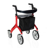 Let's Fly Mobility Rollator Wheelie Walker - Red - Low Angle