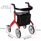 Let's Fly Mobility Rollator Wheelie Walker - Red - Extra Image