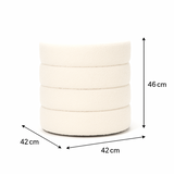 Interior Ave - Cleo White Boucle Ottoman - Front View