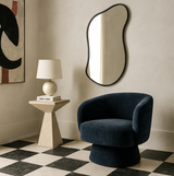 Interior Ave - Celine Swivel Armchair – Chenille Denim Blue - Front View