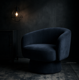 Interior Ave - Celine Swivel Armchair – Chenille Denim Blue - Side View
