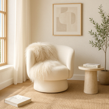 Interior Ave - Celine Swivel Armchair – Chenille Pearl White - Front View