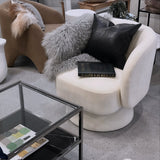 Interior Ave - Celine Swivel Armchair – Chenille Pearl White - Side View