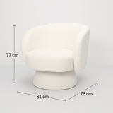 Interior Ave - Celine Swivel Armchair – Chenille Pearl White - 45-Degree Angle