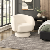 Interior Ave - Celine Swivel Armchair ??Chenille Pearl White