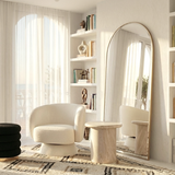 Interior Ave - Celine Swivel Armchair ??Chenille Pearl White - Front View