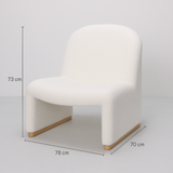 Interior Ave - Haven Curved Boucle Armchair – Sculptural White - Side View
