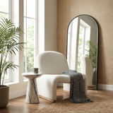 Interior Ave - Haven Curved Boucle Armchair ??Sculptural White - Front View