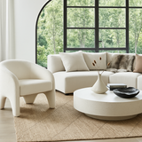 Interior Ave - Nova Sculptural Accent Chair – White Chenille - Front View