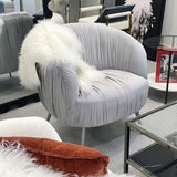 Interior Ave - Vespa Pleated Velvet Accent Chair – Pearl Grey - Front View