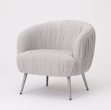 Interior Ave - Vespa Pleated Velvet Accent Chair – Pearl Grey - Side View