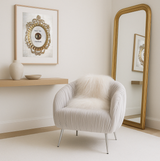Interior Ave - Vespa Pleated Velvet Accent Chair – Pearl Grey - Top-Down View