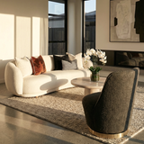 Interior Ave - Chateau Swivel Accent Chair - Charcoal Boucle - Top-Down View