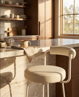 Interior Ave - Calipo White Leather Kitchen Bar Stool - Set of 2 - Front View