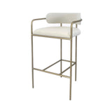 Interior Ave - Allegra White Linen Kitchen Bar Stool - Front View