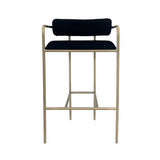 Interior Ave - Allegra Black Velvet Kitchen Bar Stool - Front View