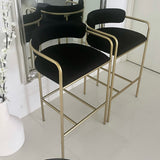 Interior Ave - Allegra Black Velvet Kitchen Bar Stool - Side View