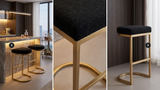 Interior Ave - Royale Black Boucle Kitchen Bar Stool - Front View