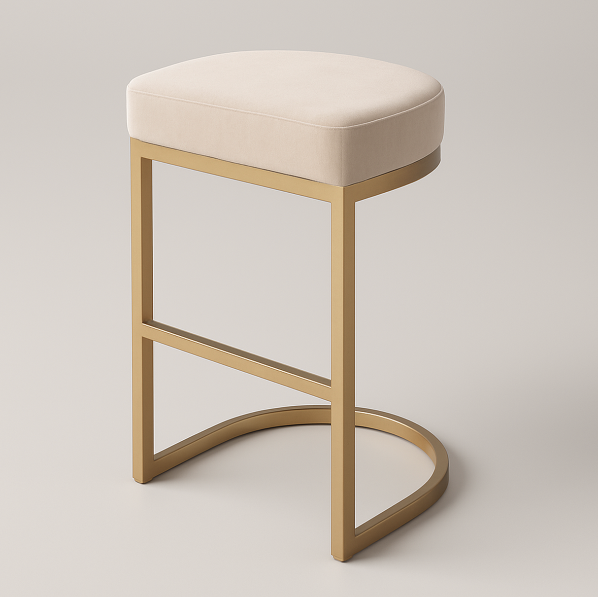 Interior Ave - Royale Light Taupe Velvet Kitchen Bar Stool