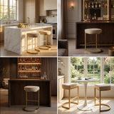 Interior Ave - Royale Light Taupe Velvet Kitchen Bar Stool