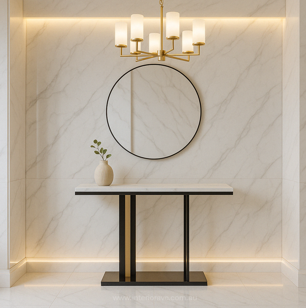 Interior Ave - Pandora Stone Marble Console - Marble & Black