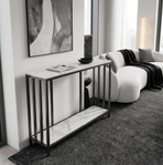 Interior Ave - Bronte Dual Layer Marble Stone Console - White Marble Stone