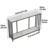 Interior Ave - Bronte Dual Layer Marble Stone Console - White Marble Stone - Front View