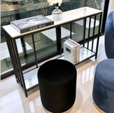 Interior Ave - Bronte Dual Layer Marble Stone Console - White Marble Stone - Side View