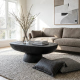 Interior Ave - Korra Sculptural Black Stone Coffee Table - Front View
